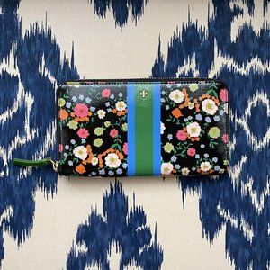 Tory Burch Black Floral Wallet